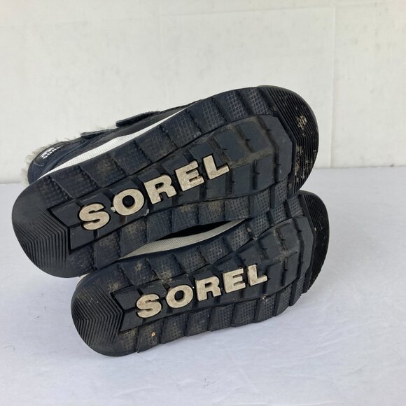 SOREL Little Boy Girl Sz 11 Black Winter Snow Boot Insulated Waterproof Faux Fur - Picture 7 of 7